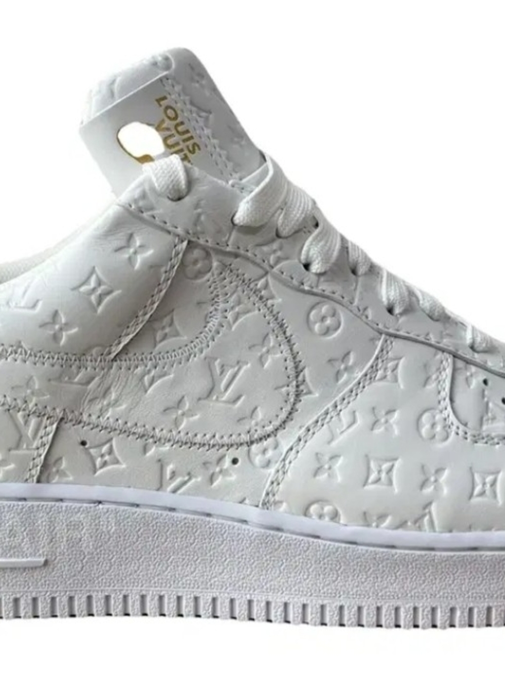 Louis Vuitton Air... White & Gold Signature White Leather Men's 9.5 Collection..